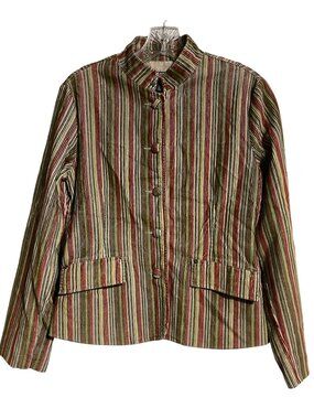 Mac & Jac Womens Striped Corduroy Button Up Blazer Jacket Size 4 Multicolor
